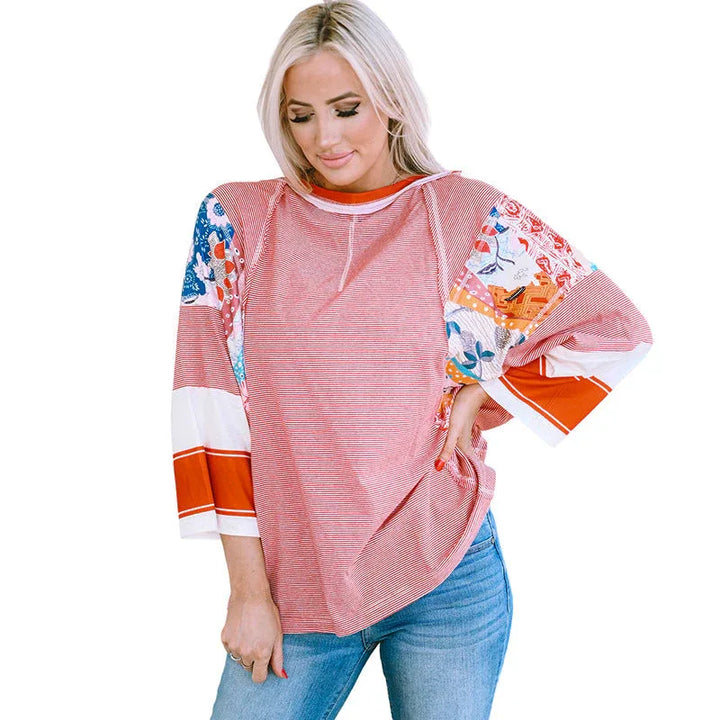 BAILEY™ – Lightweight Patchwork Batwing Top - MABEL LONDON