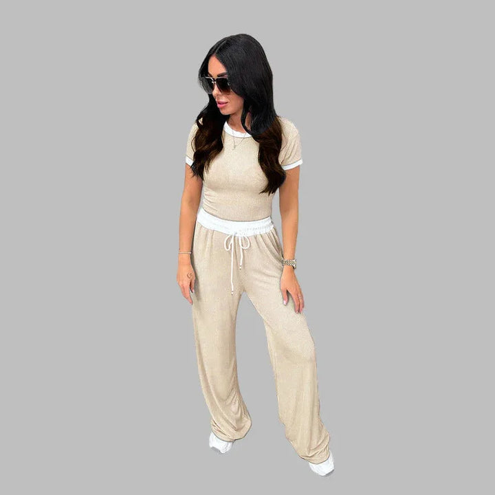 PLATU™ - Casual Short Sleeve and Wide Leg Pants Set - MABEL LONDON