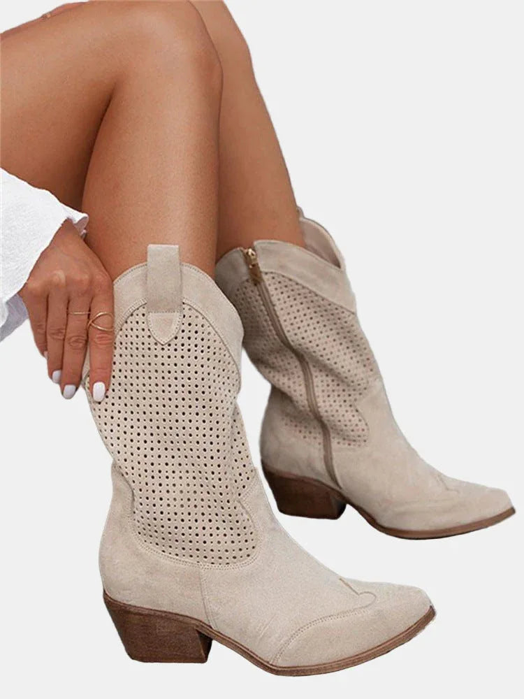 Piper | Perforated Ankle Boots - MABEL LONDON