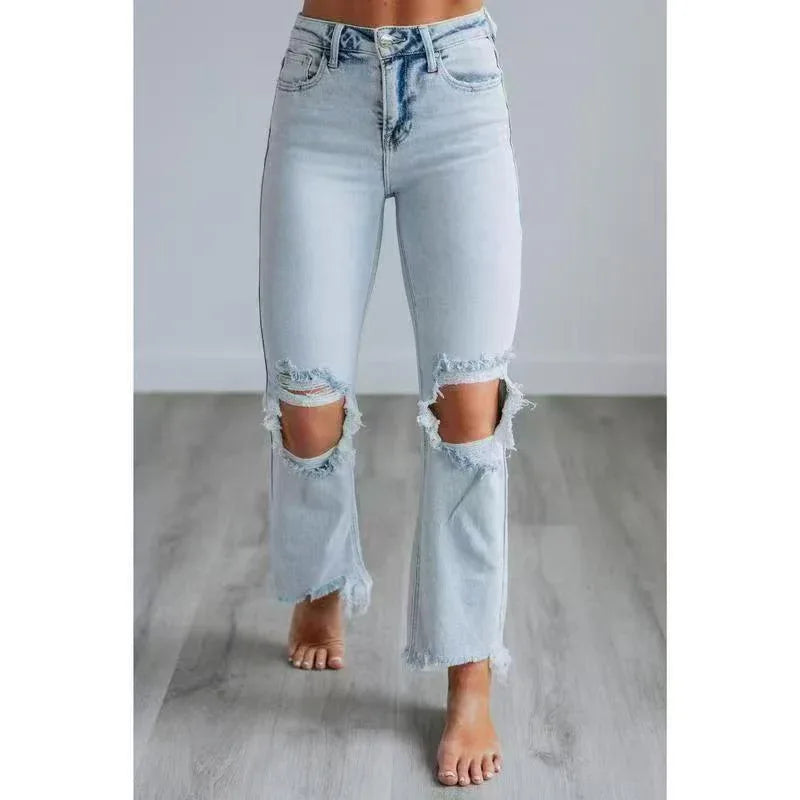 TALA™ – Casual Washed Slim-Fit Ripped Jeans - MABEL LONDON