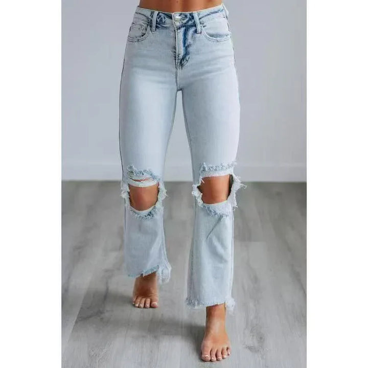 TALA™ – Casual Washed Slim-Fit Ripped Jeans - MABEL LONDON