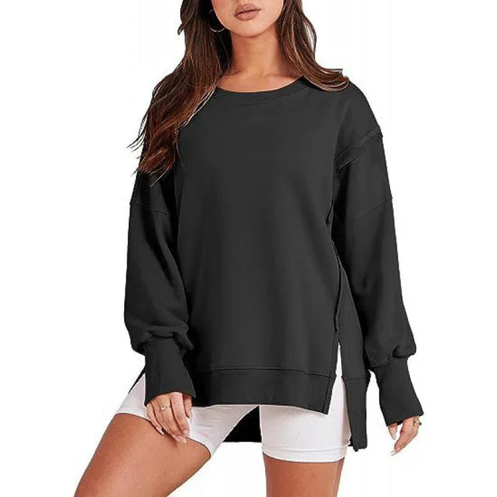DAMIT™ - Casual Oversized Long Sleeve Crewneck Sweatshirt - MABEL LONDON