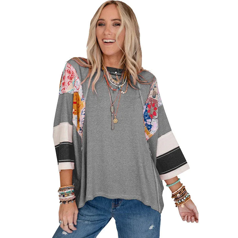 BAILEY™ – Lightweight Patchwork Batwing Top - MABEL LONDON