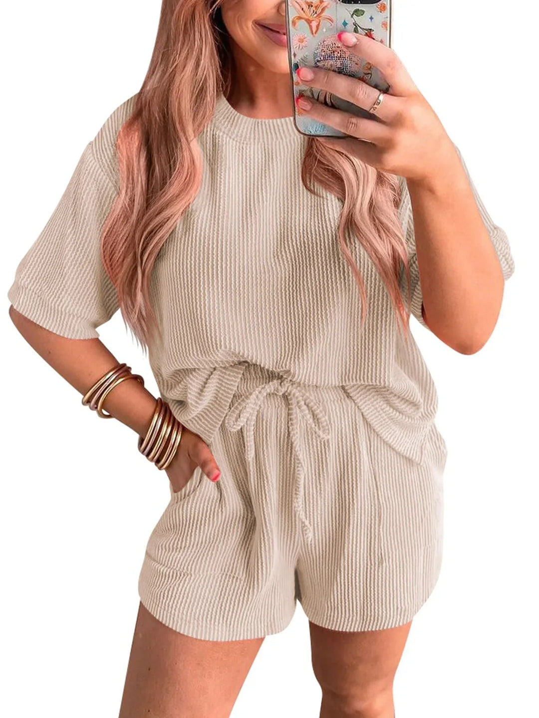 LAYLANI™ - Casual Summer Lounge Sweatshirt and Shorts Co-Ord - MABEL LONDON