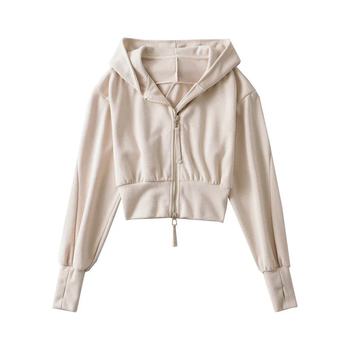 RESLEY™ - Chic Cropped Hooded Zipper Workout Jacket - MABEL LONDON