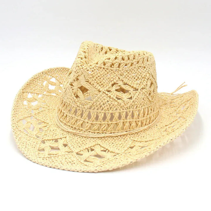 RAYLENE™– Vintage Hollow Straw Hat - MABEL LONDON