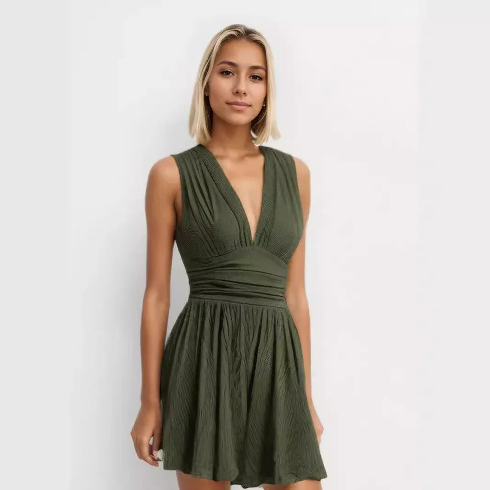 PARIS™ - Chic V-Neck Sleeveless Overall Romper - MABEL LONDON