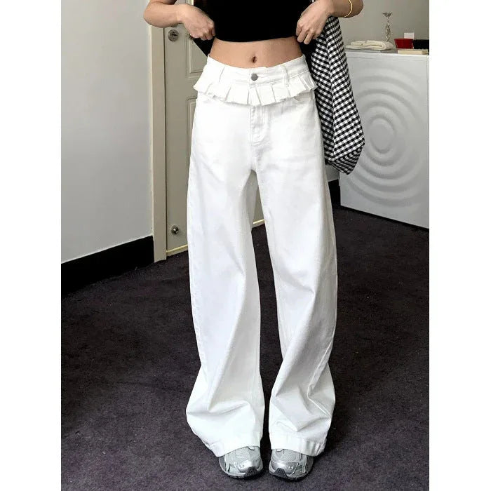 PAISLEY™ – Elegant Lace-Trimmed Wide-Leg Jeans - MABEL LONDON