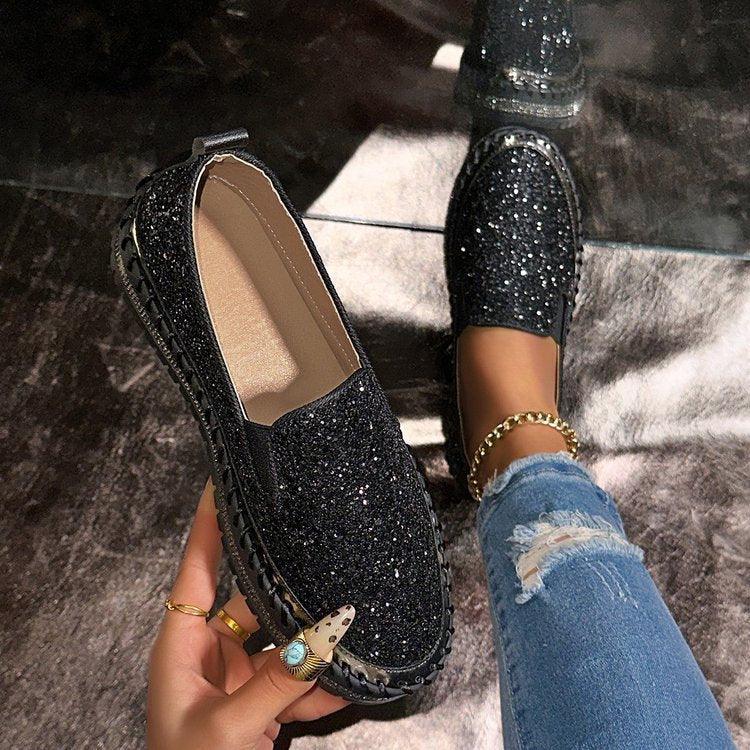 JAMILA™ - Chic Glitter Decorated Slip-On Loafers - MABEL LONDON