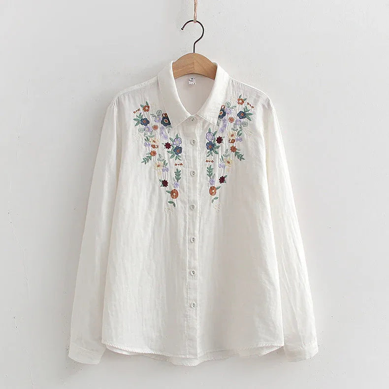 FLAVIE™ – Vintage Charm Embroidered Blouse - MABEL LONDON