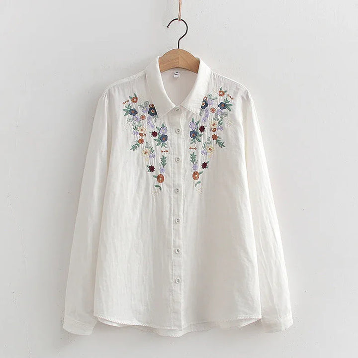 FLAVIE™ – Vintage Charm Embroidered Blouse - MABEL LONDON