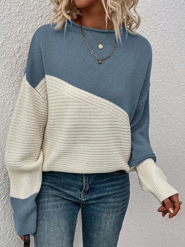 KARA™ - Casual Long Sleeve Round Neck Sweater - MABEL LONDON