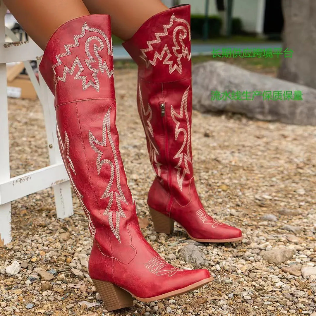 CHEYENNE™ – Classic Over-the-Knee Cowboy Boots - MABEL LONDON