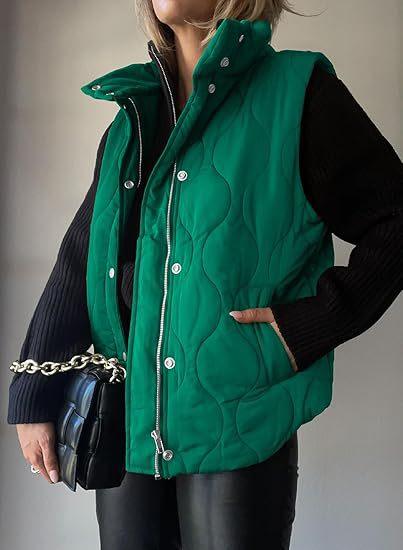 PAMMY™ - Classic Puffer Button Zip Up Collared Vest - MABEL LONDON