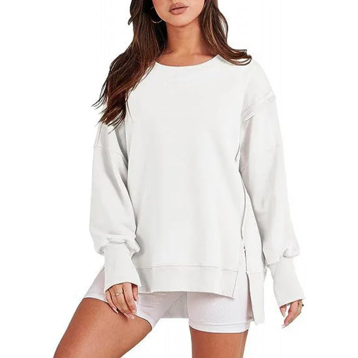DAMIT™ - Casual Oversized Long Sleeve Crewneck Sweatshirt - MABEL LONDON