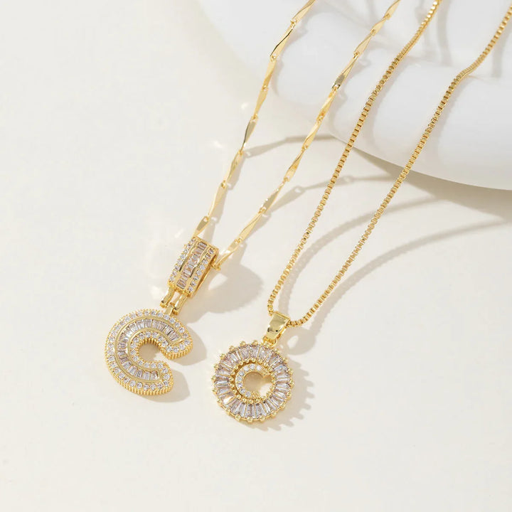 AISHA™ - Elegant 2-Pack Initial Letter Pendant Necklaces - MABEL LONDON