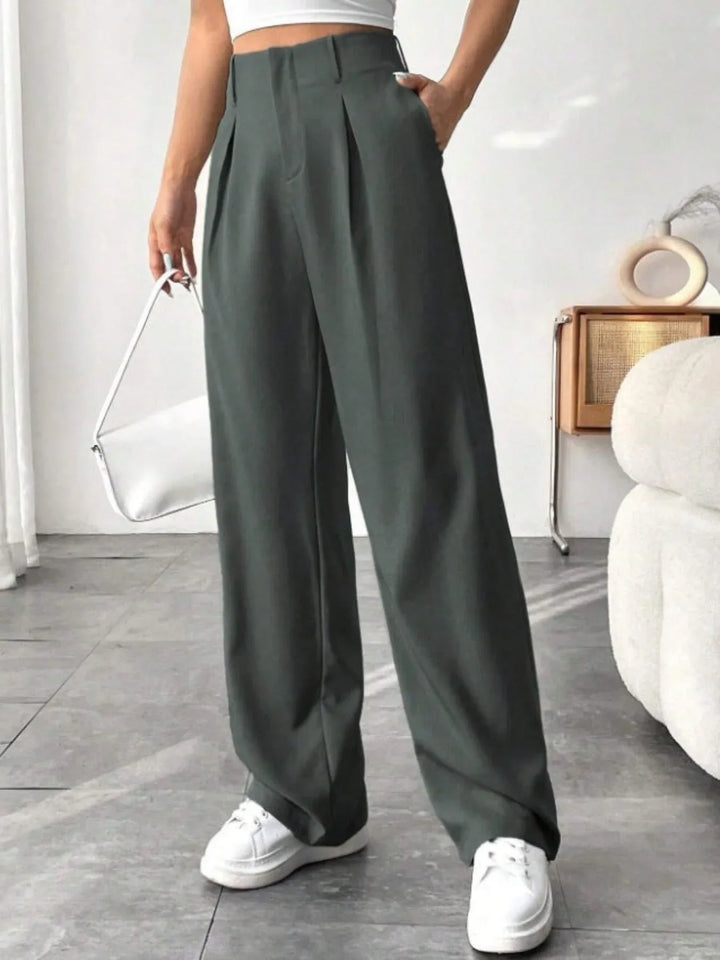BELISIMA™ – Elegant Pleated Wide-Leg Office Trouser - MABEL LONDON