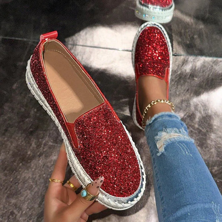 JAMILA™ - Chic Glitter Decorated Slip-On Loafers - MABEL LONDON