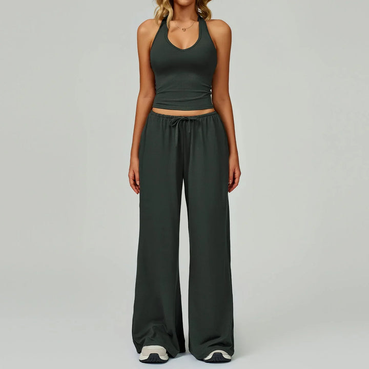 DINGDING™ - Casual Crop Tank Top and Wide Leg Pants Set - MABEL LONDON