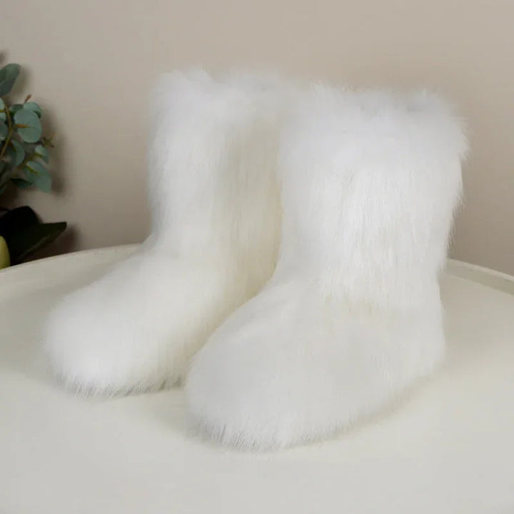 HIRA™ - Chic Trendy Furry Mid Length Winter Boots - MABEL LONDON