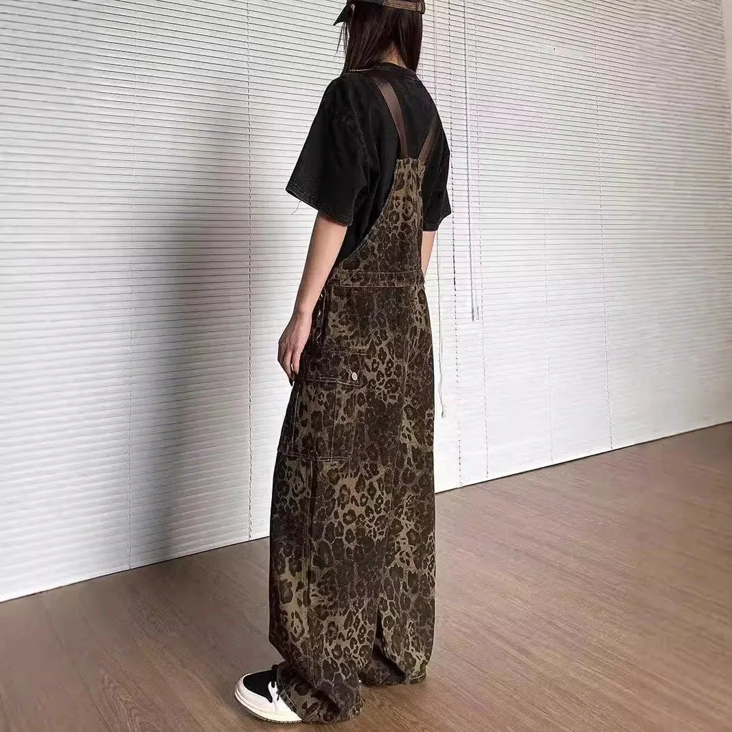 LUNTIAN™ – Vintage Leopard Wide-Leg Overall Jumpsuit - MABEL LONDON