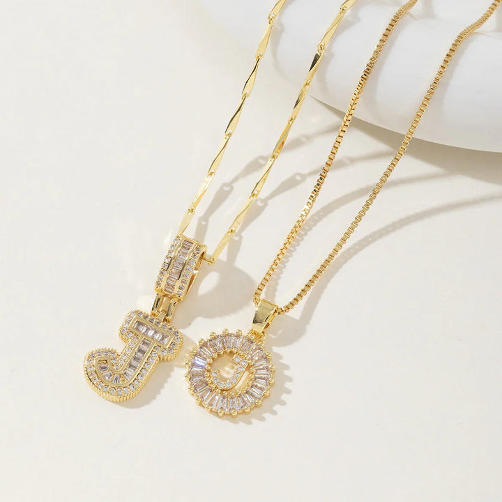 AISHA™ - Elegant 2-Pack Initial Letter Pendant Necklaces - MABEL LONDON