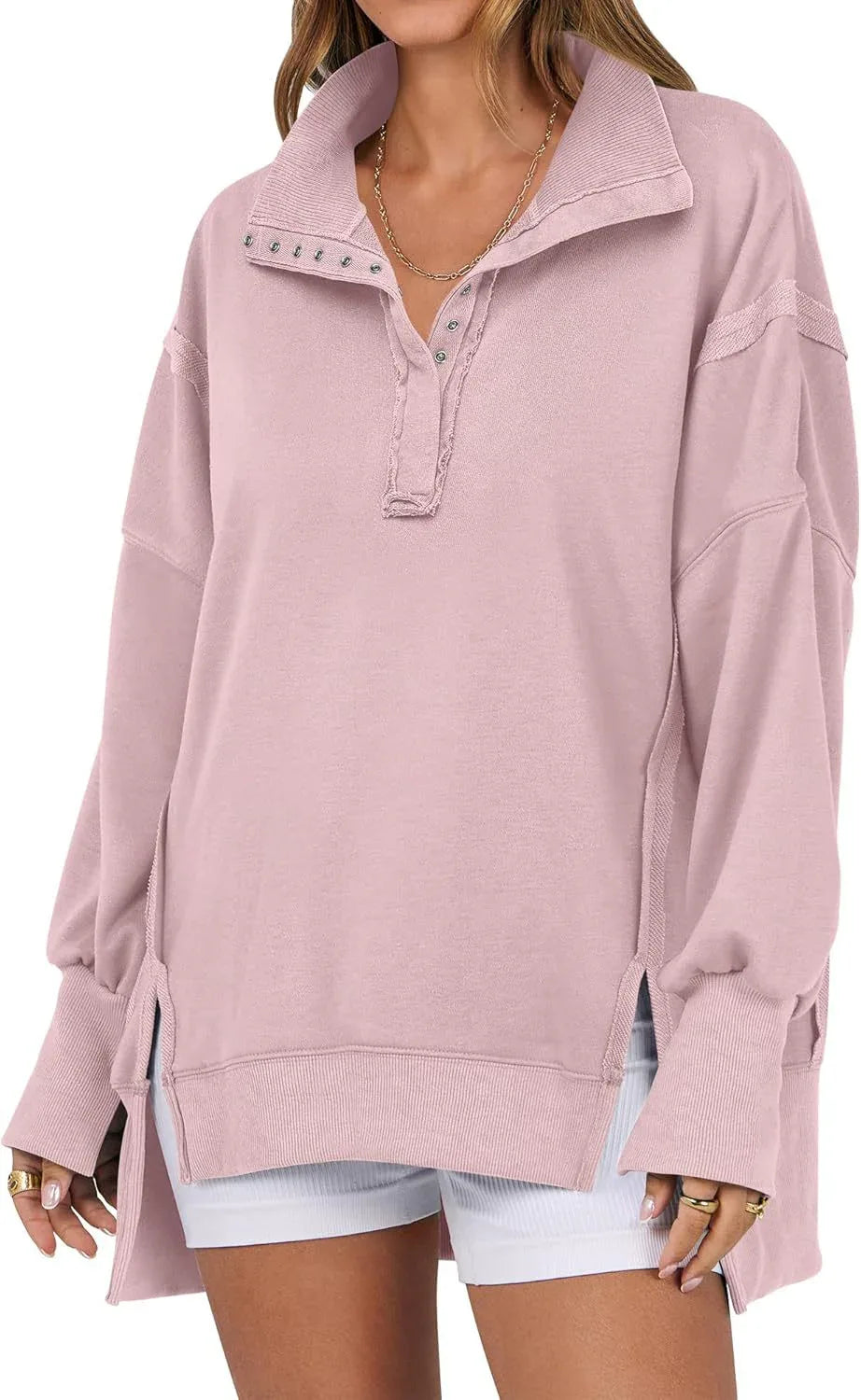 KAYLIE™ - Chic Oversized Button-Up Sweatshirt - MABEL LONDON
