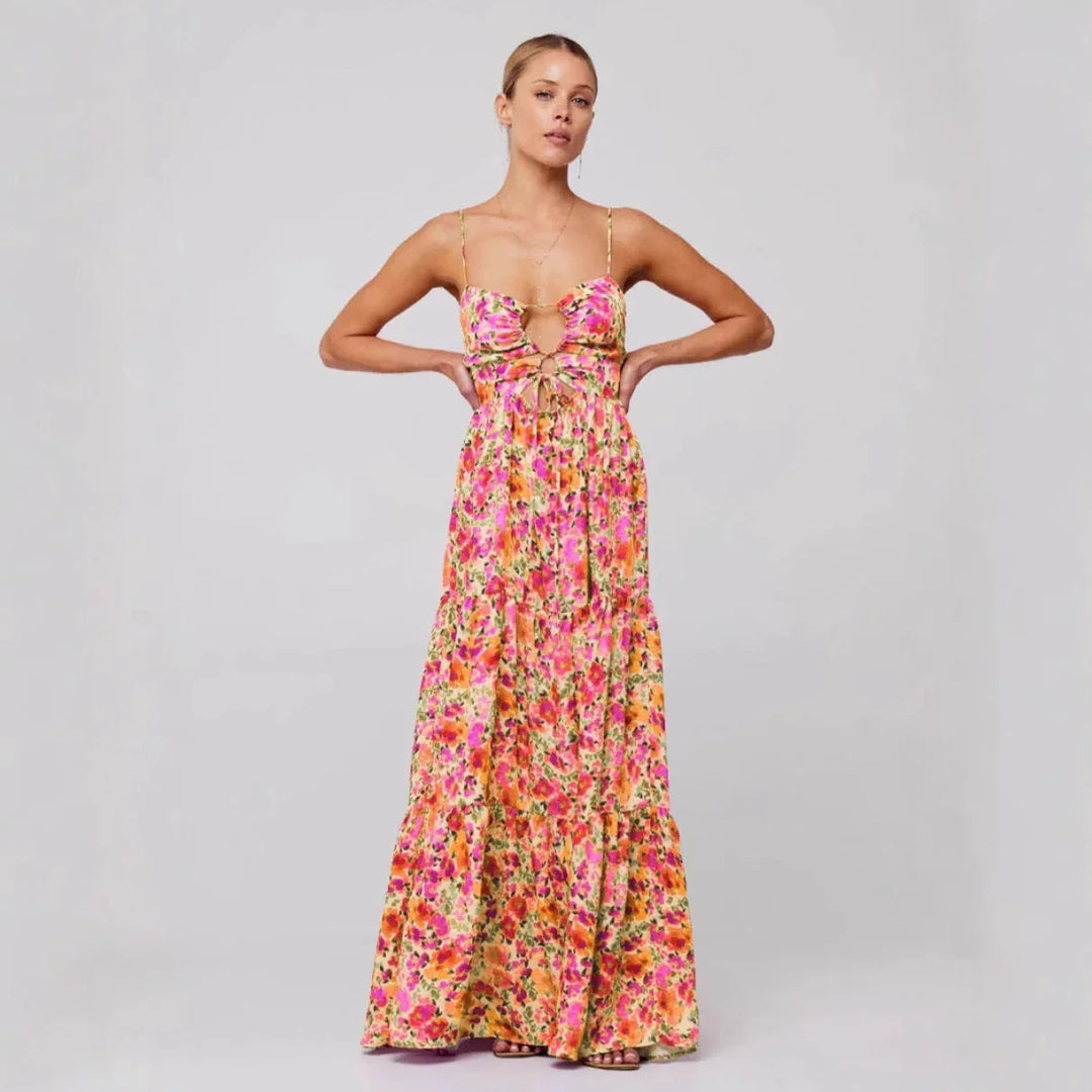 MARSHA™ - Chic Sleeveless Cross Tie-Up Front Summer Maxi Dress - MABEL LONDON