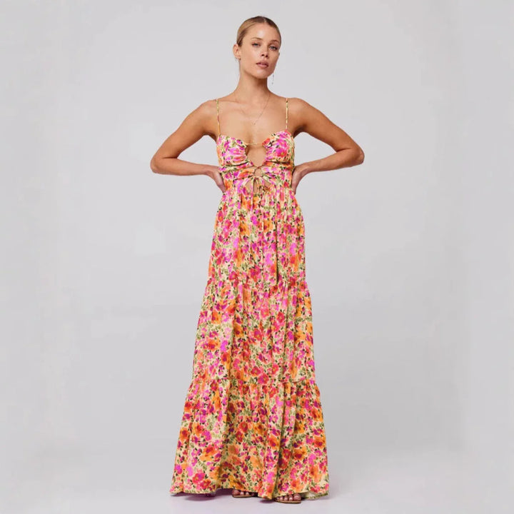 MARSHA™ - Chic Sleeveless Cross Tie-Up Front Summer Maxi Dress - MABEL LONDON