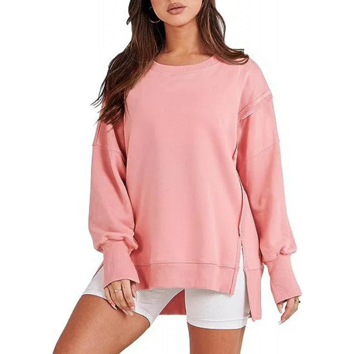 DAMIT™ - Casual Oversized Long Sleeve Crewneck Sweatshirt - MABEL LONDON