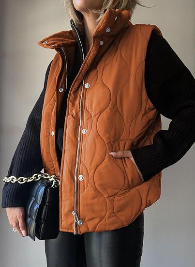 PAMMY™ - Classic Puffer Button Zip Up Collared Vest - MABEL LONDON