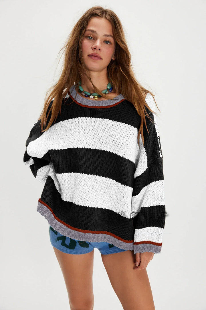 XIANG™ - Classic Striped Crew Neck Sweater - MABEL LONDON