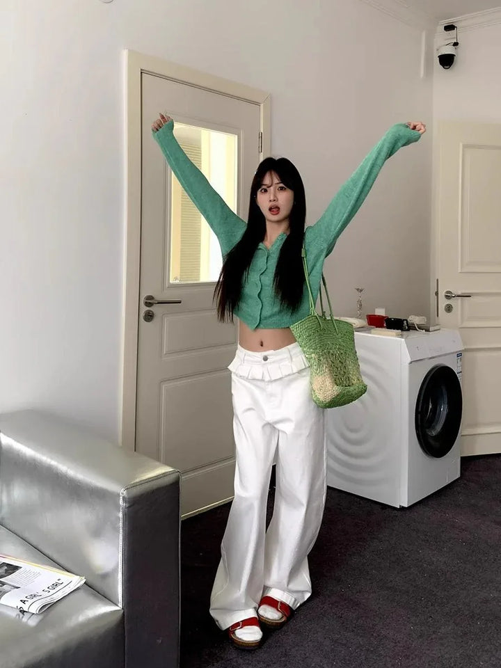 PAISLEY™ – Elegant Lace-Trimmed Wide-Leg Jeans - MABEL LONDON