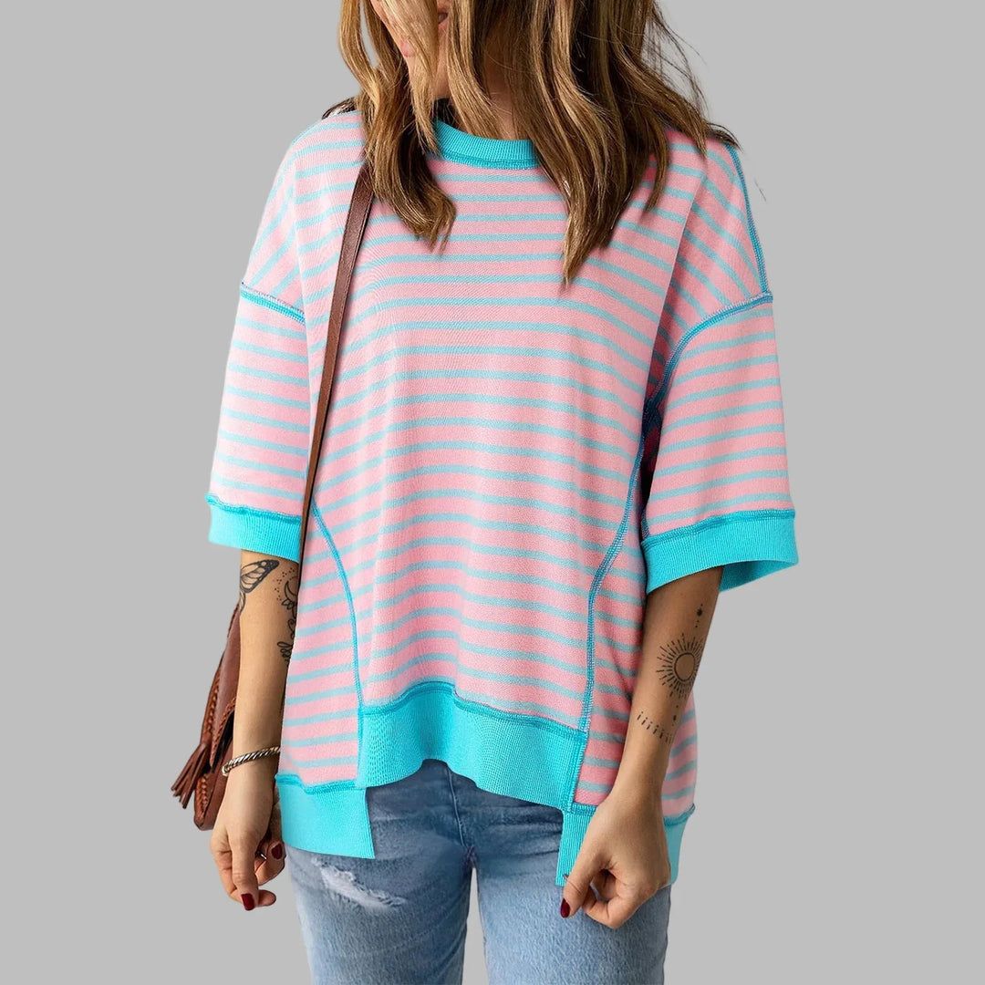 LORELEI™ - Casual Oversized Striped Pullover Top - MABEL LONDON