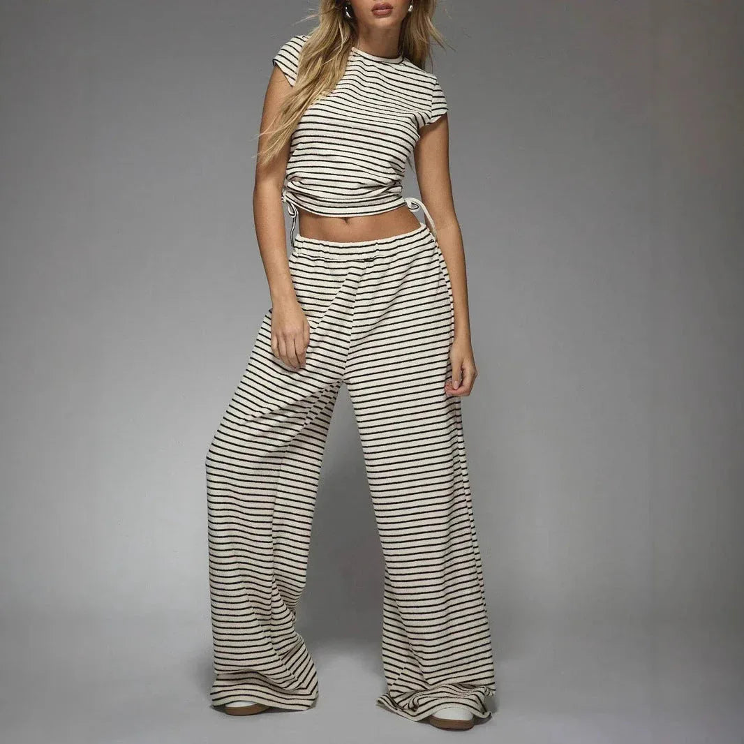 OWENA™ - Casual Striped Co-ord Lounge Set - MABEL LONDON