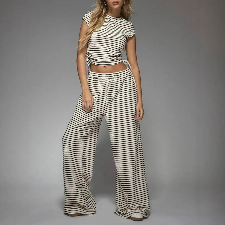 OWENA™ - Casual Striped Co-ord Lounge Set - MABEL LONDON