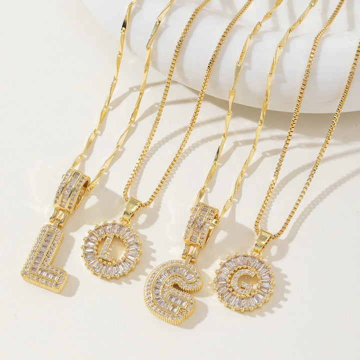 AISHA™ - Elegant 2-Pack Initial Letter Pendant Necklaces - MABEL LONDON