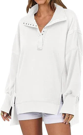 KAYLIE™ - Chic Oversized Button-Up Sweatshirt - MABEL LONDON