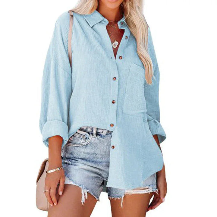 WOLLY™ - Casual Button Down Long Sleeve Blouse - MABEL LONDON