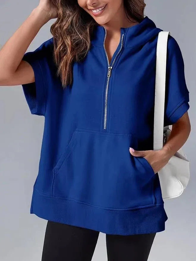 HISPER™ - Relaxed Oversized Half-Zip Summer Hoodie - MABEL LONDON