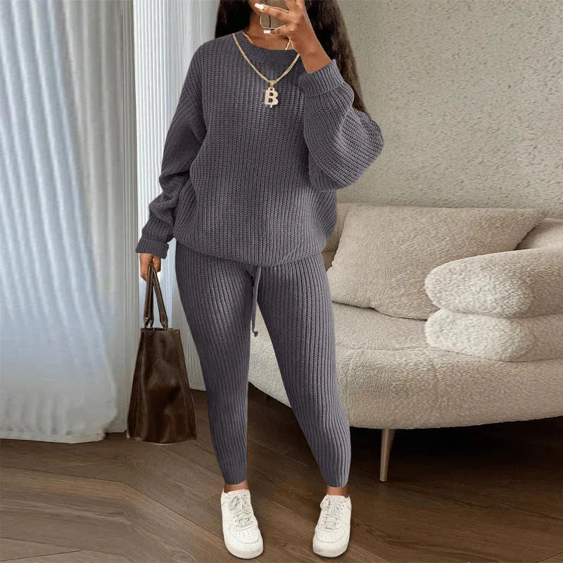 TAMA™ - Cozy Long Sleeve Sweater and Drawstring Pants Set - MABEL LONDON