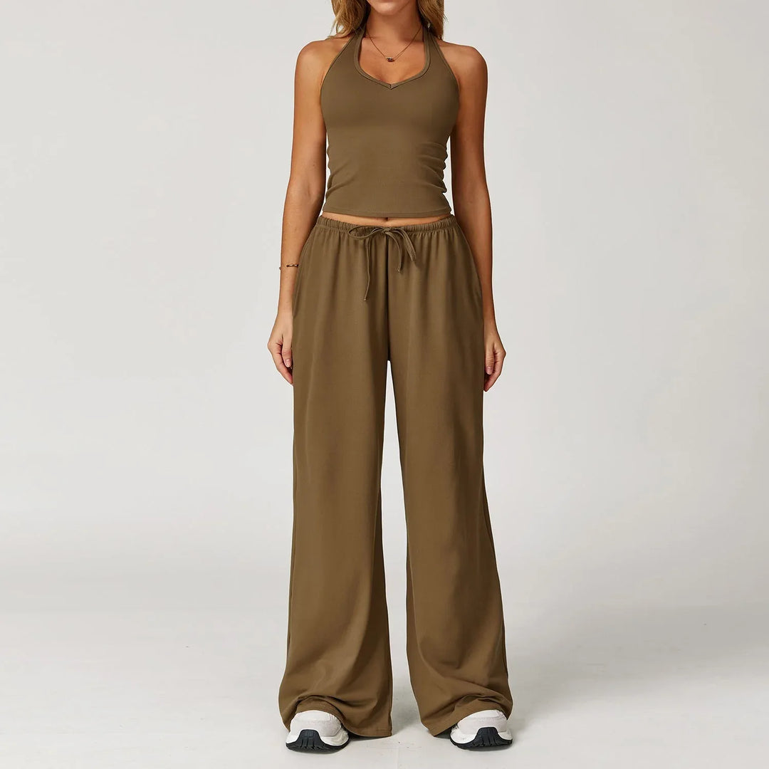 DINGDING™ - Casual Crop Tank Top and Wide Leg Pants Set - MABEL LONDON