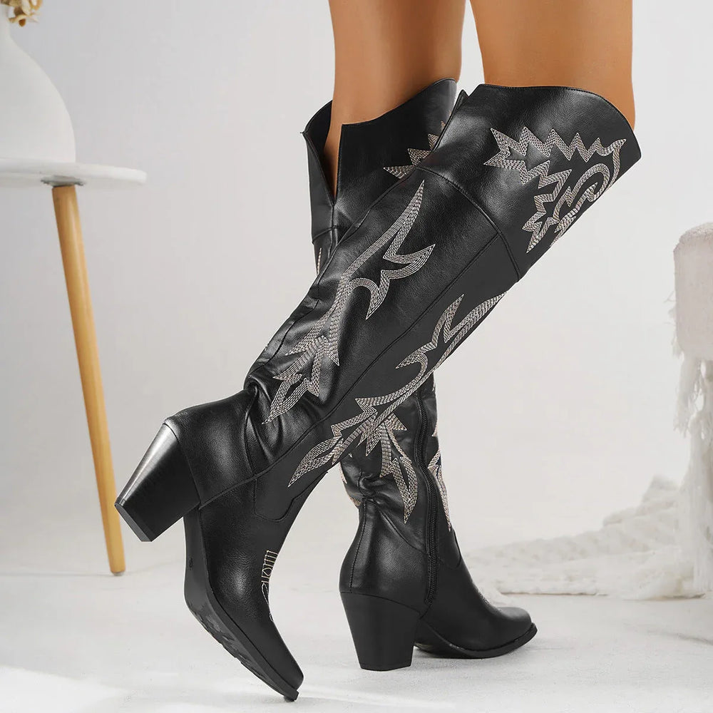 CHEYENNE™ – Classic Over-the-Knee Cowboy Boots - MABEL LONDON