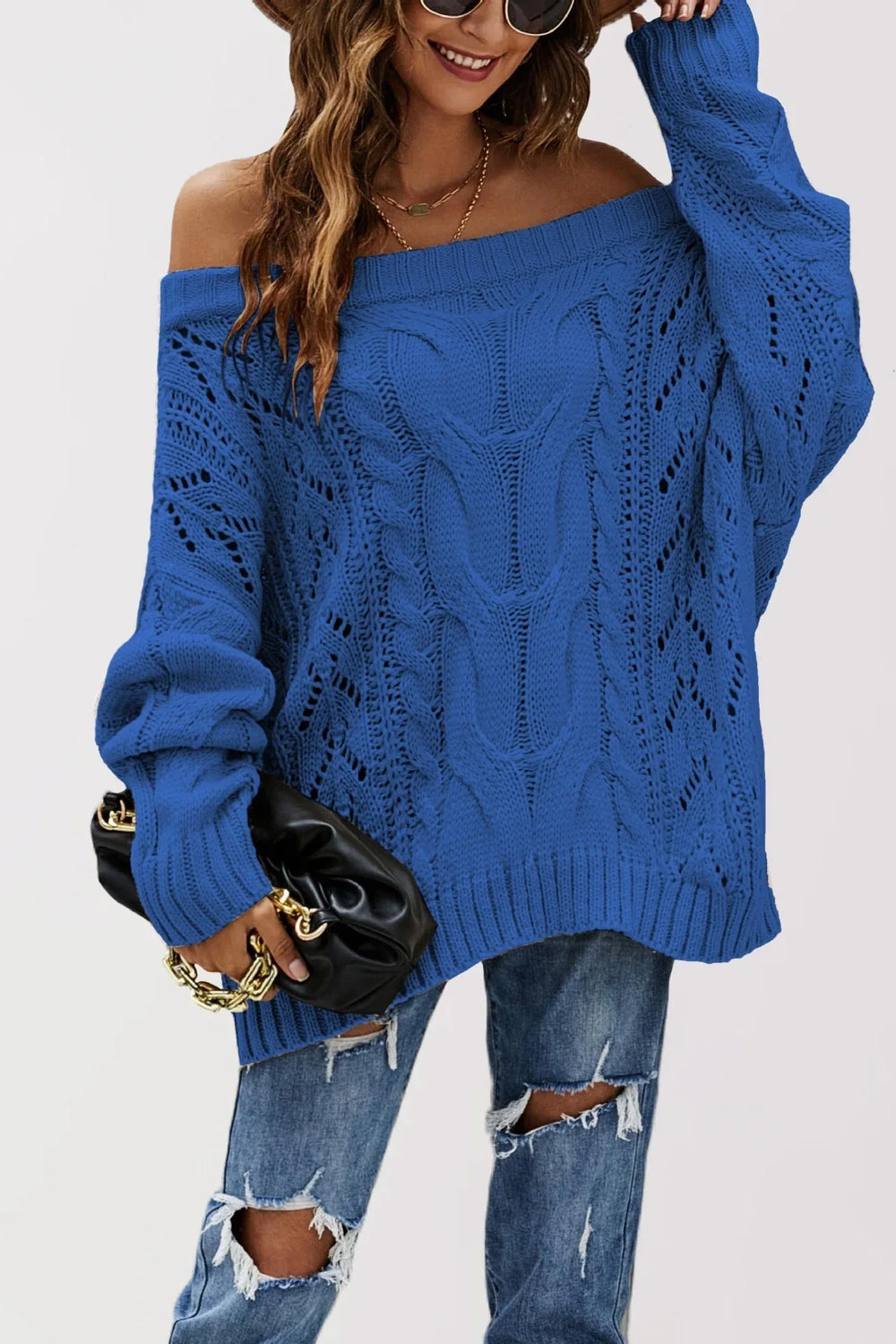 LENNY™ - Chic Off Shoulder Long Sleeve Sweater - MABEL LONDON