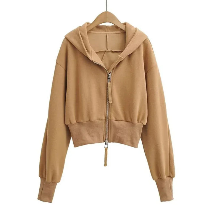 RESLEY™ - Chic Cropped Hooded Zipper Workout Jacket - MABEL LONDON
