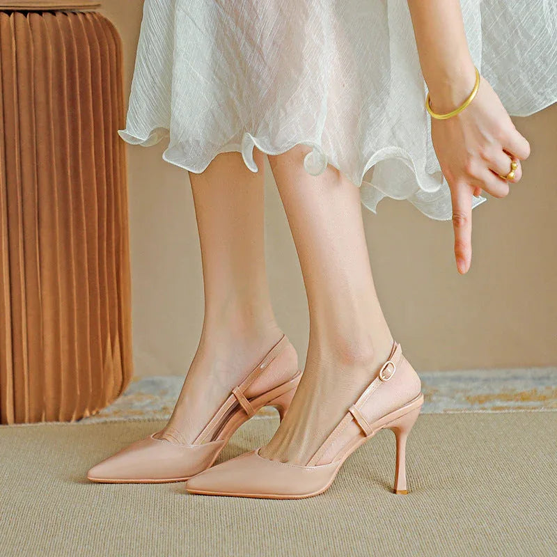 ZURI™ - Elegant Pointed Toe Adjustable Strap Stiletto - MABEL LONDON