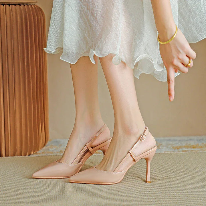 ZURI™ - Elegant Pointed Toe Adjustable Strap Stiletto - MABEL LONDON