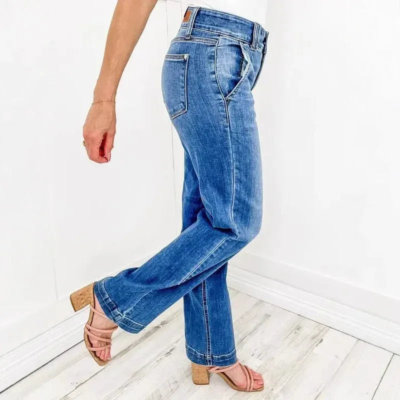 TALLIS™ – Comfy Double Down Wide Leg Jeans - MABEL LONDON
