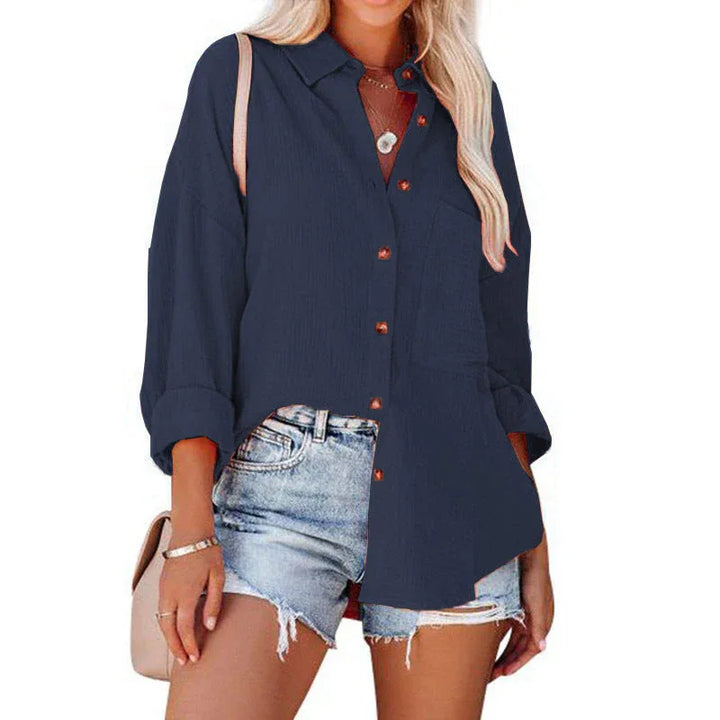 WOLLY™ - Casual Button Down Long Sleeve Blouse - MABEL LONDON