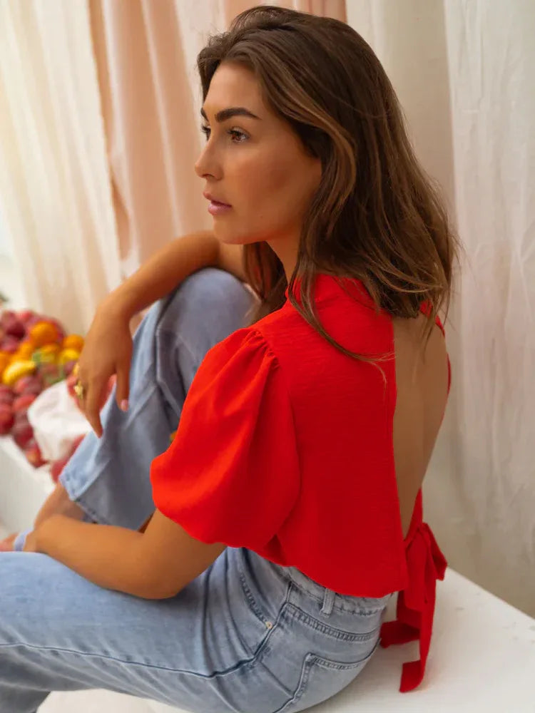 Lorena | Elegant Cropped Blouse - MABEL LONDON